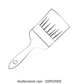 Black outline vector paint brush on white background.