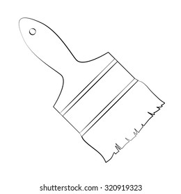 Black outline vector paint brush on white background.