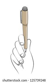 Black outline vector pen on white background.