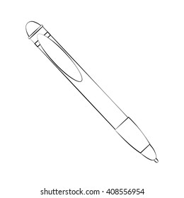 Black outline vector pen on white background.
