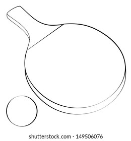 Black outline vector ping-pong on white background.