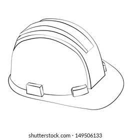 Black outline vector safety cap on white background.