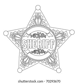 Black outline vector  Sheriff star on white background