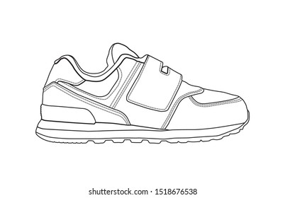 Black outline vector shoe on white background