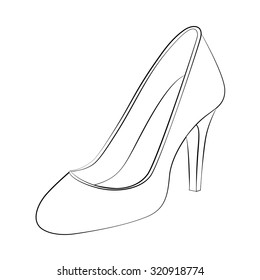 Black outline vector shoe on white background.