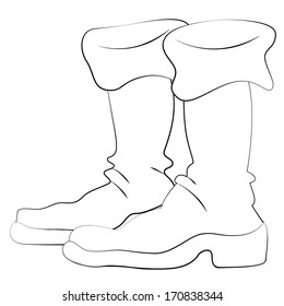 Black outline vector shoes on white background.