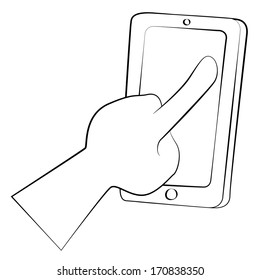 Black outline vector Slide mobile phone on white background.