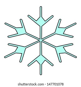 Black outline vector snow flake on white background.