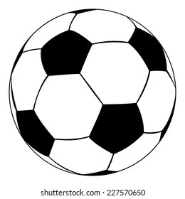 Black Outline Vector Soccer Ball On White Background.