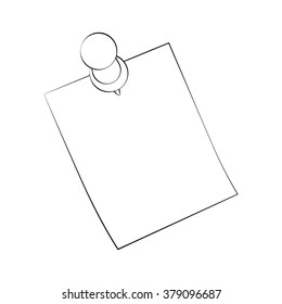 Black outline vector sticky Note on white background.