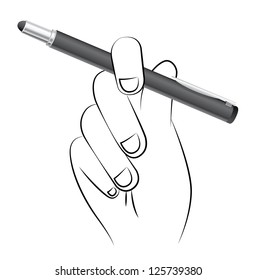 Black outline vector stylus pen on white background.