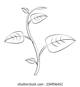 Black outline vector tree on white background.
