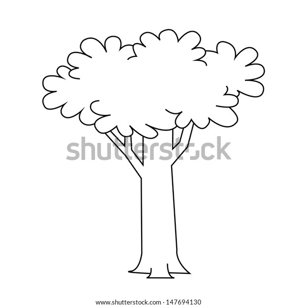 Black Outline Vector Tree On White Stock Vector (Royalty Free) 147694130