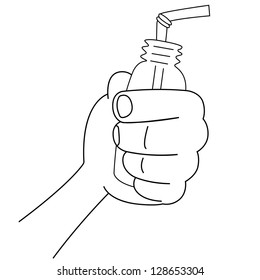 Black outline vector water bottle on white background.