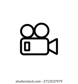 Um ícone de câmera de vídeo com contorno preto para filmagem e produção de mídia