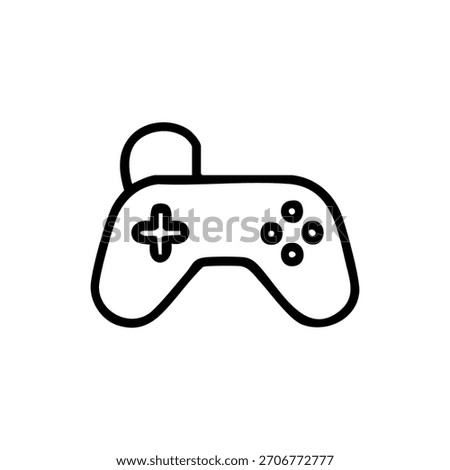 A black outline of a video game controller is centered on a white background.