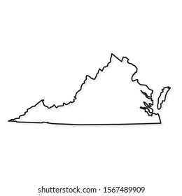 black outline of Virginia map - vector illustration
