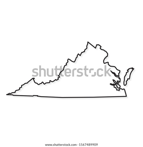 Black Outline Virginia Map Vector Illustration Stock Vector (Royalty ...