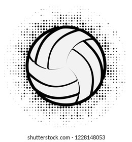 Black outline volleyball with halftone isolated on white background