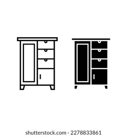 Black outline wardrobe room icon