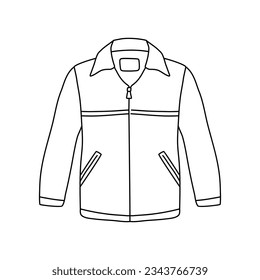 Black outline of warm jacket vector illustration isolated on white background