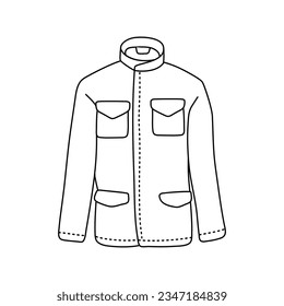 Black outline of warm jacket vector illustration isolated on white background