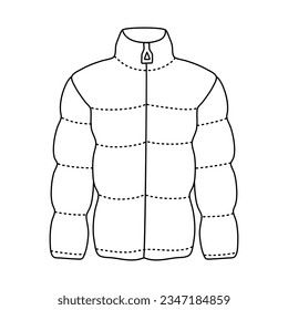 Black outline of warm jacket vector illustration isolated on white background