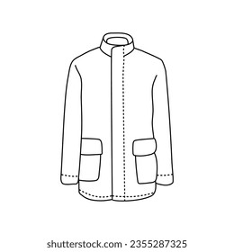Black outline of warm jacket vector illustration isolated on white background