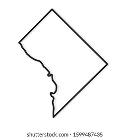 black outline of Washington, D.C. map- vector illustration