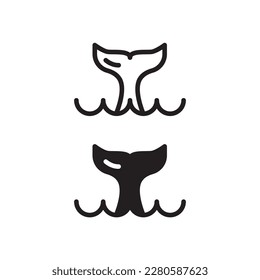 Black outline whale tail icon