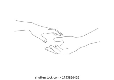 Black Outline Woman Man Holding Hand Stock Vector (Royalty Free ...