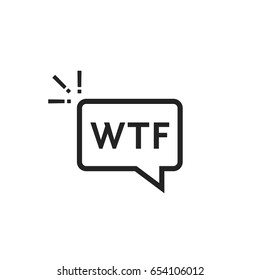 black outline wtf icon in speech bubble. simple flat style trend modern logotype graphic art design on white background. concept of exclaim with negative conversation or aggressive astonishment