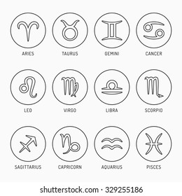 Black Outline Zodiac Symbols Set 