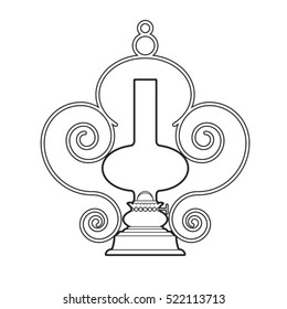 black outlined antique kerosene lamp-vector drawing