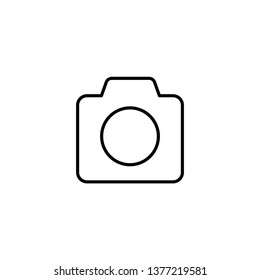 Black outlined camera flat vector icon isolated on a white background.Instagram camera notification icon.Social media icon.