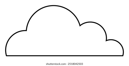 Black outlined cloud on white background. Ideal for weather, simplicity, minimalism, children s art, graphic design. Clean and modern style.