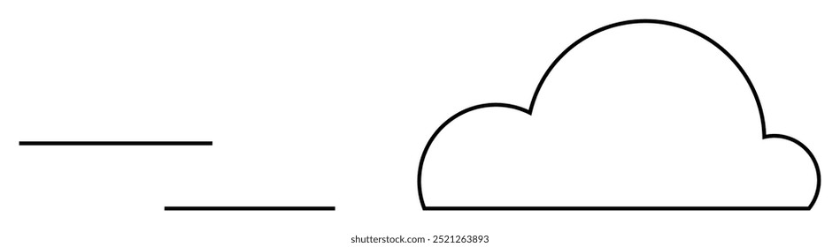 A black outlined cloud on a white background with clean lines. Ideal for weather apps, nature-themed projects, children's books, educational material, and graphic design. Simple, modern design.