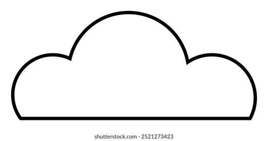 A black outlined cloud on a white background with clean lines. Ideal for weather apps, nature-themed projects, children's books, educational material, and graphic design. Simple, modern design.