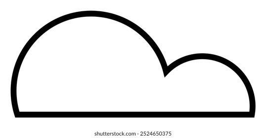 Black outlined cloud shape on white background. Ideal for weather apps, web design, tech branding, kids projects, educational materials. Vector-based, simplistic design, modern style.