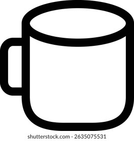 Black outlined coffee mug icon in flat minimal design