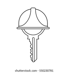 black outlined key with working helmet-vector drawing