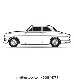 black outlined old car-vector drawing