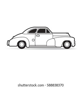 black outlined old car-vector drawing