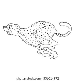 black outlined running cheetah-vector drawing