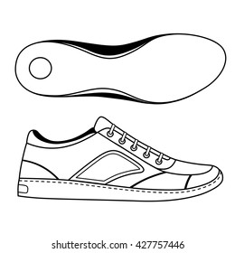 Black outlined sneakers shoe