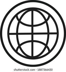 Black Outlined Stroke Global World Icon Concept Illustration