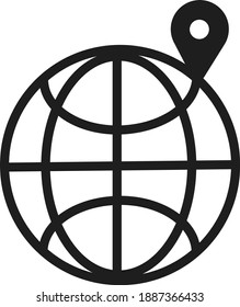 Black Outlined Stroke Global World Icon Concept Illustration