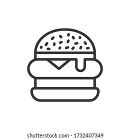 Black outlined symbol of a hamburger. Vector Illustration.