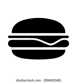 Black outlined symbol and logo of a hamburger, isolated on white background.