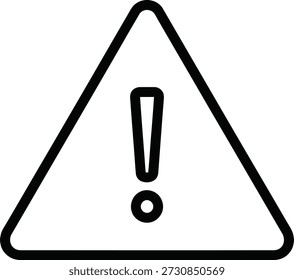 Un triángulo negro delineado con un signo de exclamación en el interior, que simboliza la precaución o la advertencia, sobre un fondo blanco liso.